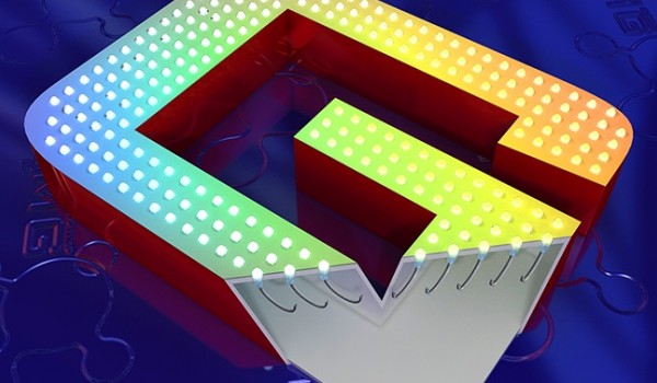 Буква с открытыми RGB светодиодами