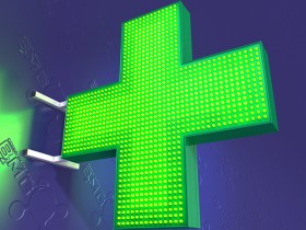 Панель-кронштейн "Аптечный крест" с открытыми светодиодами